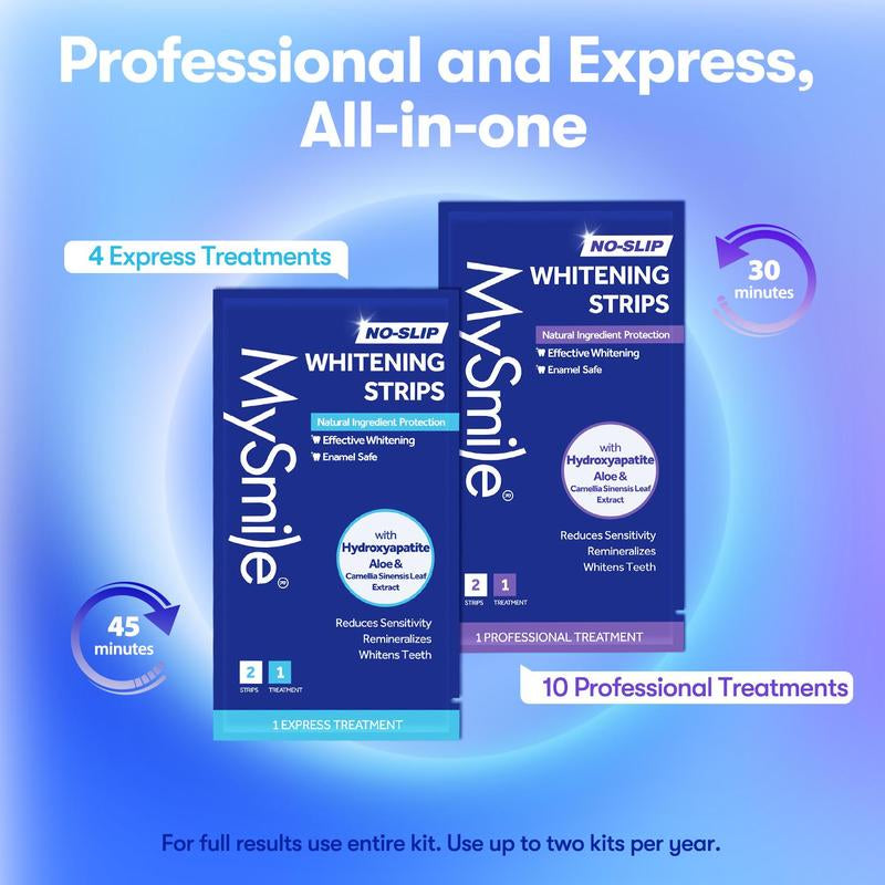 Mysmile Teeth Whitening Strips, Hydroxyapatite-Infuse White Strips, Non-Sensitive Teeth Whitening with Soothing Natural Ingredients, Enamel-Safe, Residue-Free, Non-Slip, 7 Treatments Kit