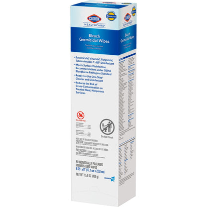 Clorox Healthcare® Bleach Germicidal Wipes, Individual Packets Box of 50 31424