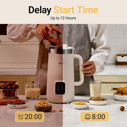 Bear 8 in 1 Nut Milk Maker Machine, 40Oz/1.2L Soy Milk Maker with Self Clean/12H Delay/6H Keep Warm, One Touch Alomnd Milk Maker for Homemade Oat, Soup, Juice, Plant Based and Non Dairy Beverages