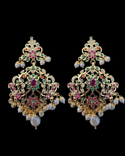 C571  Gold plated jadau choker in navratan ( READY TO SHIP )
