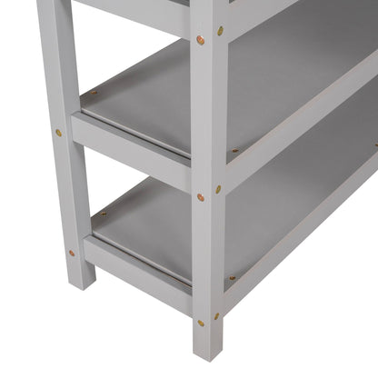 Loft Bed With Storage Shelves And Under Bed Desk