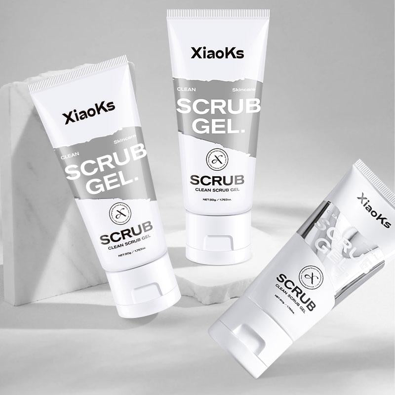 Xiaoks Clean Scrub Gel (3-Pack) with Carbomer & Betaine - 1-Minute Exfoliation, Mild & Gentle for Sensitive Skin - Non-Irritating Daily Exfoliator - 50G Each