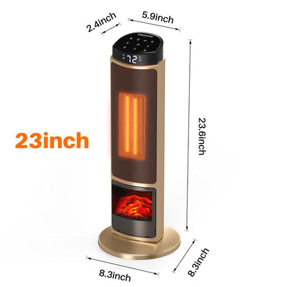 【Clearance】Space Heater for Indoor Use, 23Inch Portable Heater with Remote and Thermostat,7 Light Modes, 70°Oscillation, 12H Timer, up to 95°F, Tip-Over Protection