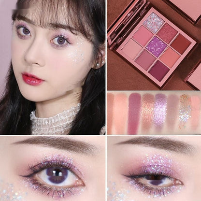 Nine Colors Matte Shimmer Sequins Earth Color Thin And Glittering Eye Shadow Plate