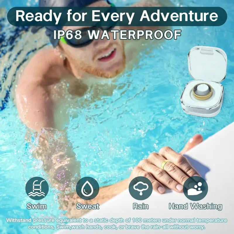 Smart Health Ring Fitness Tracker for Women Men Heart Rate Sleep Monitoring Step Counting IP68 Waterproof Activity Ring Compatible with Ios Android No Subscription
