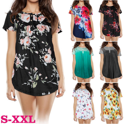 Women Summer Shirts Tops Loose Short