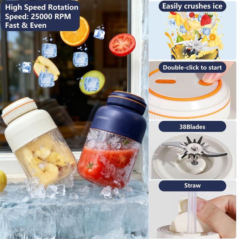Protable Juicermachine-,Usb Rechargeable Large Capacity Juice Blender Cup,Multifunctional Juicer Machines with 38 Blades,Summer Essentials Portable Household Appliances