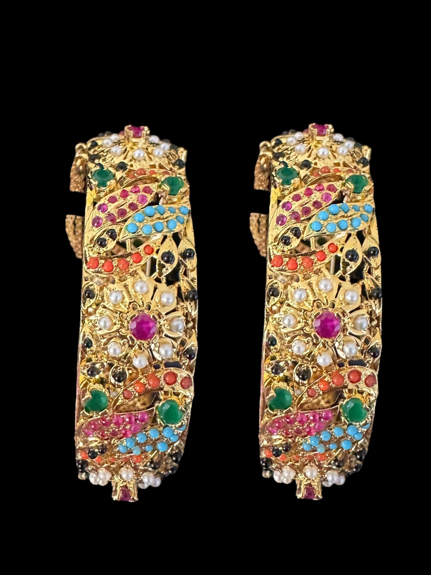 B811 Avisha Jadau bangles in Navratan ( READY TO SHIP )