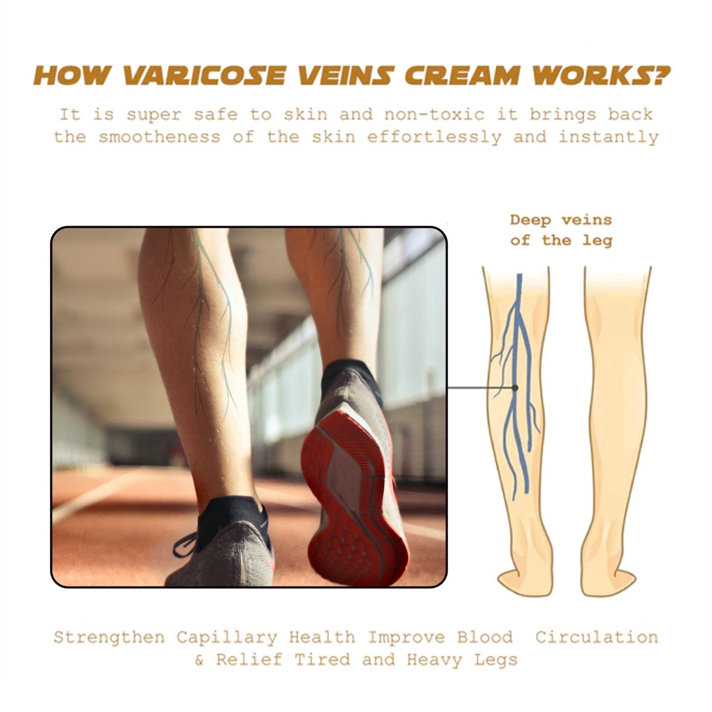 Ximonth Vein Renewal Smooth Legs Cream, Relief Sore Legs Massage Varicose Earthworm Leg Vein Care Cream