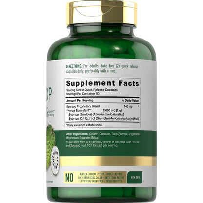 Carlyle Soursop Leaves | 2000Mg | 160 Capsules | Traditional Herb | Non GMO, Gluten Free Supplement