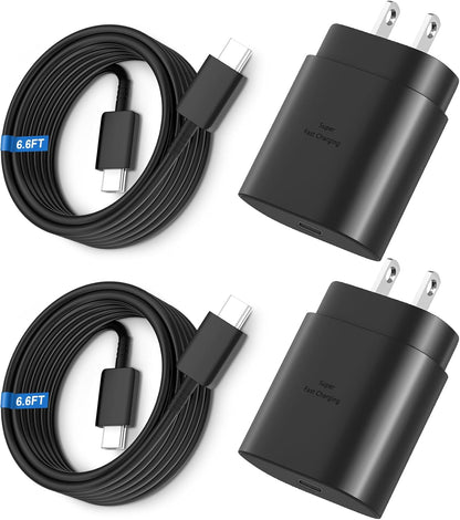 Super Fast Charger Type C, 25W USB C Wall Charger Fast Charging for Samsung Galaxy S26 Ultra/S26/S26+/S25 Ultra/S25/24 Ultra/S24/S23 Ultra/S22 Ultra with 10FT Long Android Type C Charger Cable 2Pack