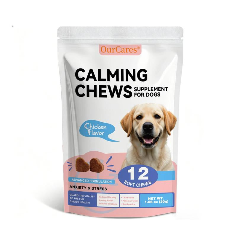 Ourcares Calming Chews for Dogs | 120 Soft Chews, Chicken Flavorrelieves Separation Anxiety, Reduces Stress & Destructive Behavior, Aids Sleep & Training