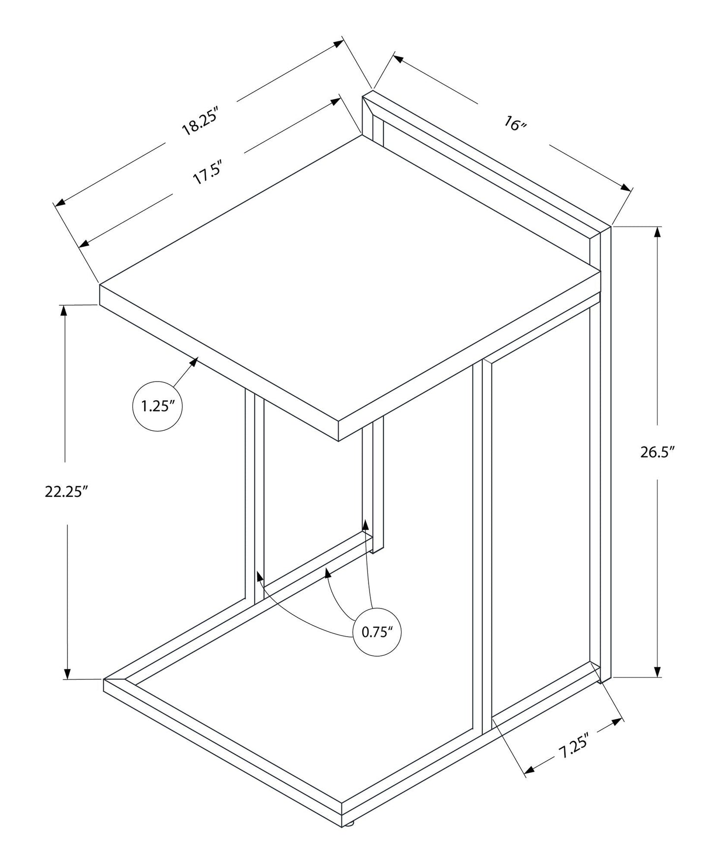 Accent Table, C - Shaped, Contemporary & Modern
