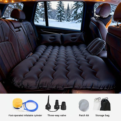 Car Backseat Air Mattress Inflatable Travel Bed for SUV Sedan Holiday Road Trip Sleeping Pad Comfortable Rest for Kids Pets Soft Flocking Wavy Support