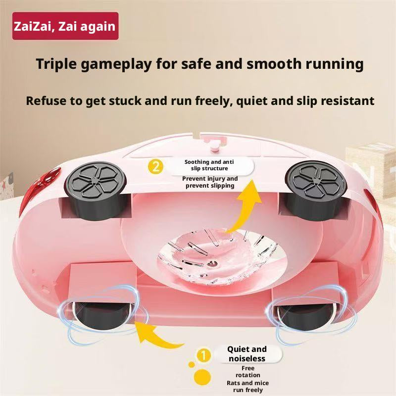 Hamster Car Sports Car with Golden Bear Running Ball Running Wheel for Small Pets Hamster Toy Car with Rolling Wheel Fun Exercise Play