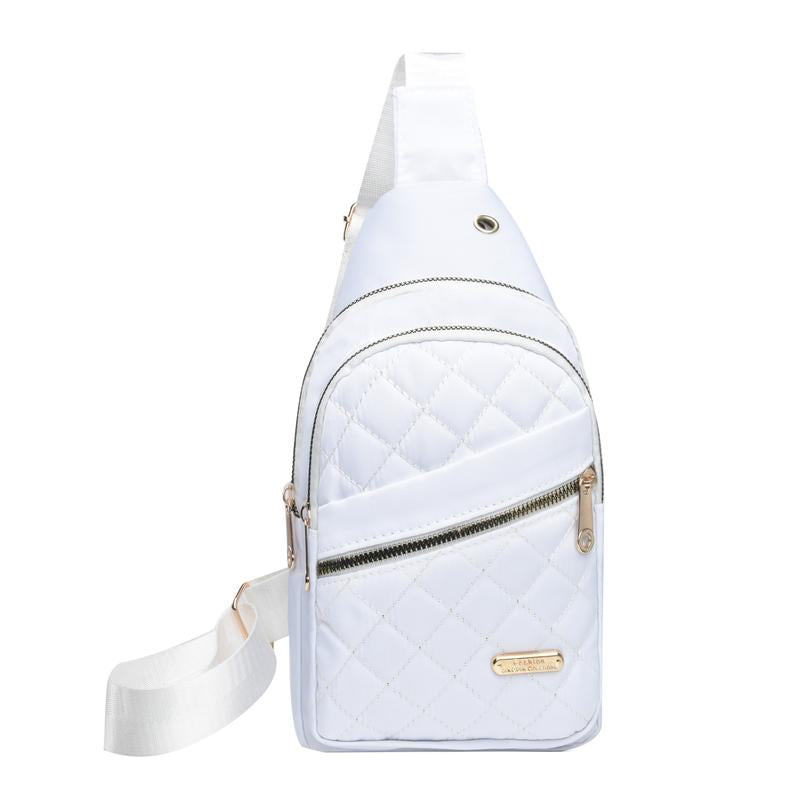 Solid Color Quilted Fanny Pack - Casual Zipper Chest Belt Bum Bag, Adjustable Sling Bag for Daily Use, Lightweight & Waterproof