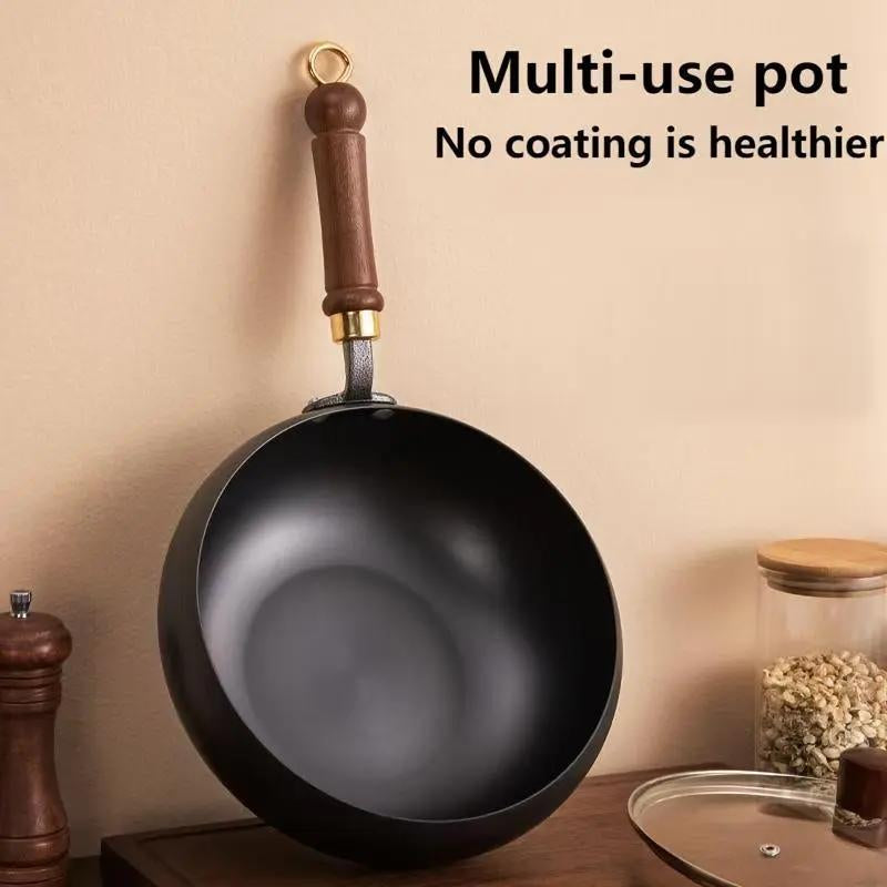 Thick Uncoated Iron Pot, Japanese Iron Pan, Uncoated Cast Iron Pot, Hand-Forged Non-Stick Pan without Coating, High-Purity Frying Pan, Cast Iron Skillet—Universal Kitchen Cookware Suitable for Gas and Induction Stoves.