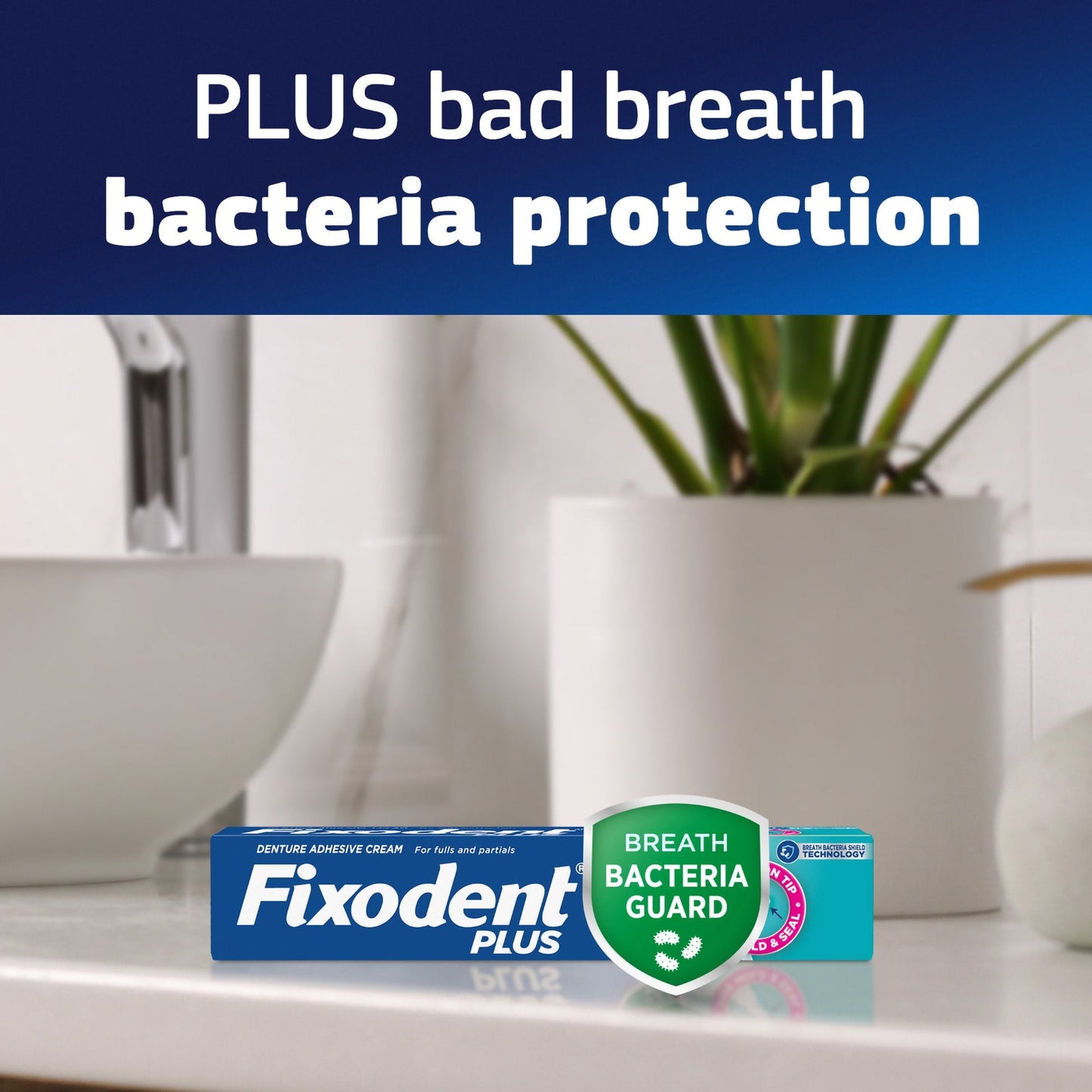 Fixodent Plus Denture Adhesive Cream Breath Bacteria Guard 03700096070