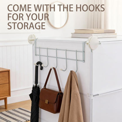 【NEW YEAR Deal】6/8-Tier Shoe Cabinet, 24/32-Tier Capacity, with Side Hooks, Sturdy Metal Frame, and Black and White Plastic Panel Shelves. Suitable for Entryways, Living Rooms, and Walk-In Closets
