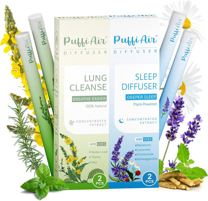 Herbal Diffuser Duo, Sleep and Relax Diffuser Pens with Extract of Melatonin, Chamomile and Other Biotanicals, 100% Natural Swap - up to 600 Uses (Varies by Usage), Stress Relief Duo