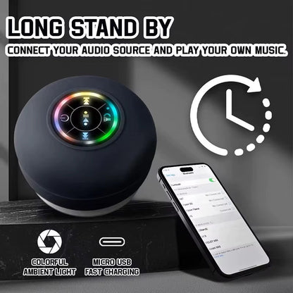 Portable Waterproof Bluetooth LED Speaker with Suction Cup - Perfect for Bathroom and Outdoor Use!