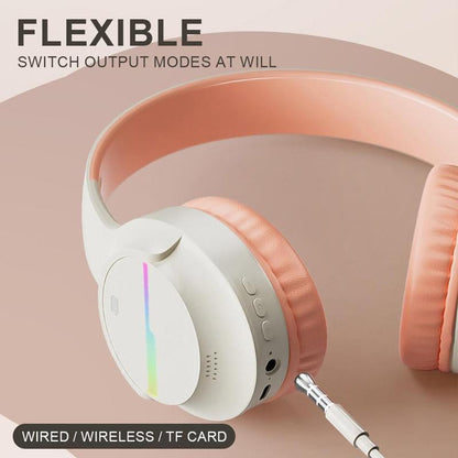 Kids Bluetooth Headphones, Colorful LED Lights Wireless Kids Headphones, Built-In Mic, Over-Ear Bluetooth 5.3 Headphones Built-In Mic for School Travel Ipad Tablet Airplane,Christmas Gift