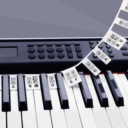 Removable Piano Key Stickers Note Labels for 88 Key Full Size Silicone Reusable Piano Keyboard Stickers for Beginners Comes with Box(Black)