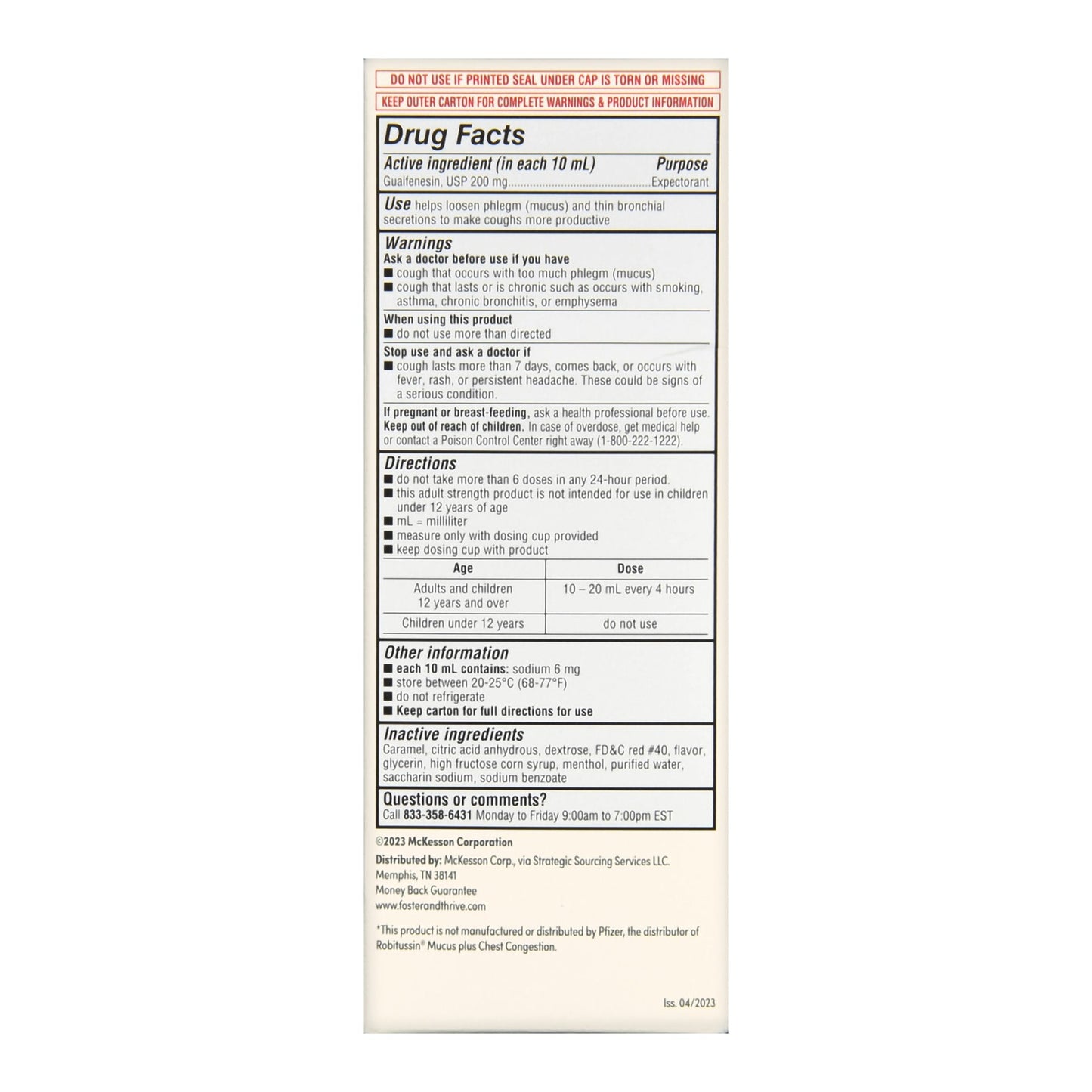 Thrive & Foster™ Adult Tussin Guaifenesin Oral Solution, USP 70677118602