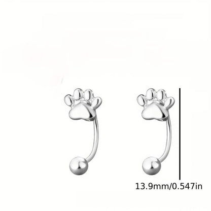 Sterling Silver Cat Paw Earrings – Screw-Back Studs, Elegant &amp; Simple