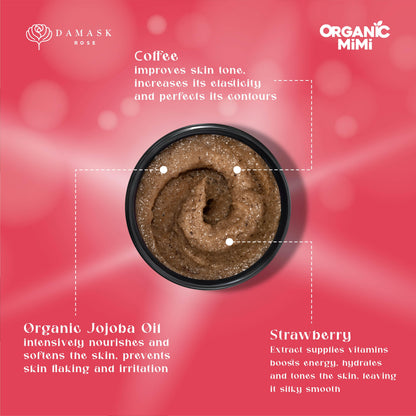Organic Mimi, Body Scrub Energy Strawberry & Coffee, 250 g