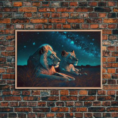 Boss Couple, Lion Art, Framed Canvas Print