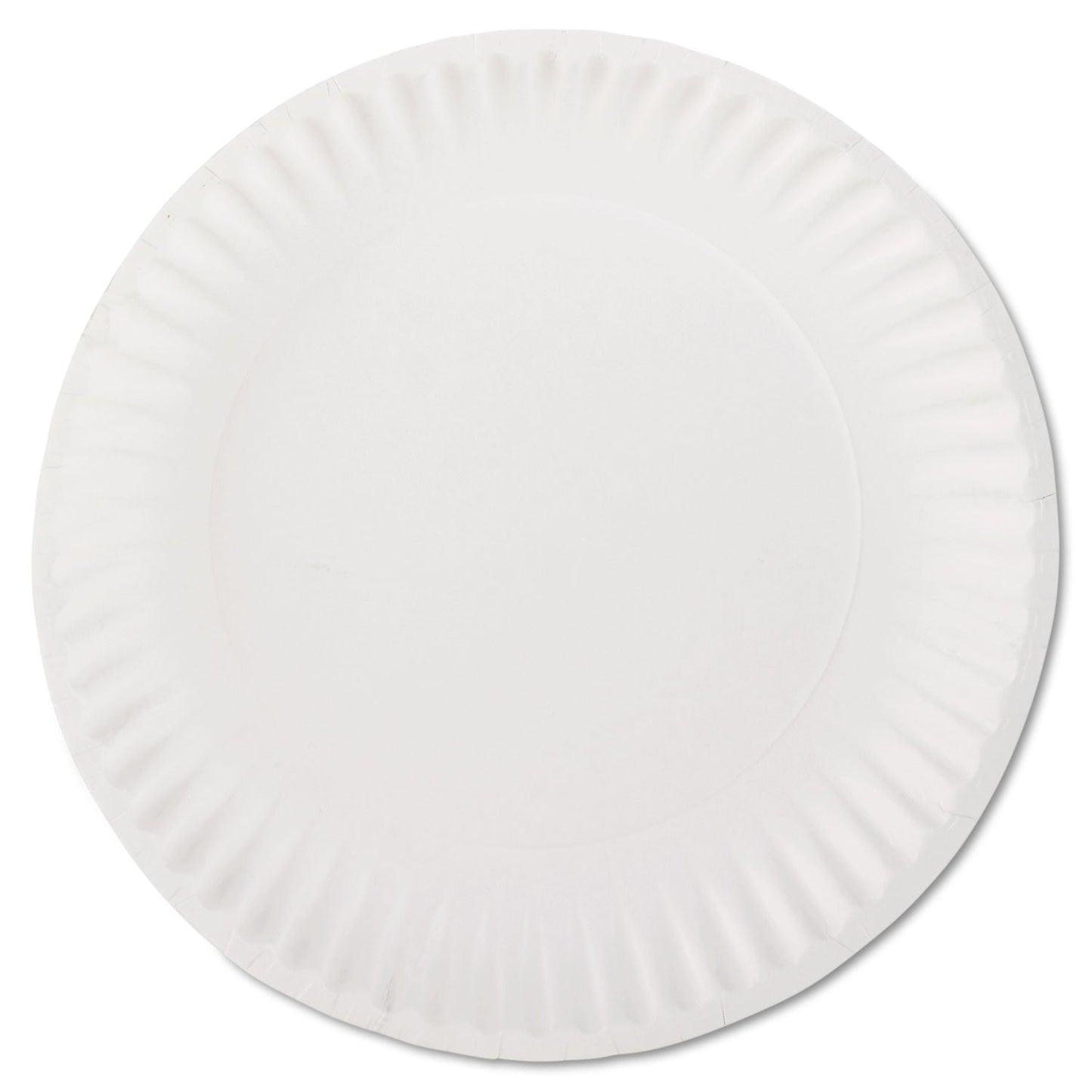 AJM Packaging Corporation White Paper Plates, 9" dia, 100/Pack, 10 Packs/Carton