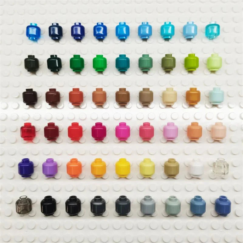 100pcs DIY MOC Building Block Heads | Plain Minifigure Parts for Customization