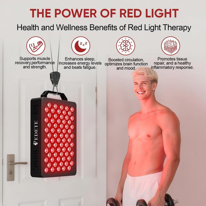 PEDETE Red Light Therapy Panel for Face & Body | Relieve Pain, Improve Skin & Sleep, High Power LED Light (630/660/810/850/940Nm)