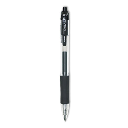 Zebra Sarasa Dry Gel X20 Gel Pen, Retractable, Fine 0.5 mm, Black Ink, Smoke Barrel, 12/Pack