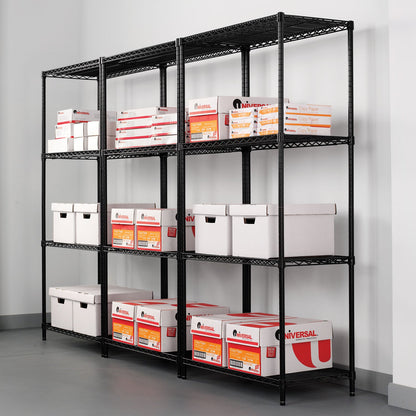Alera NSF Certified Industrial Four-Shelf Wire Shelving Kit, 36w x 24d x 72h, Black