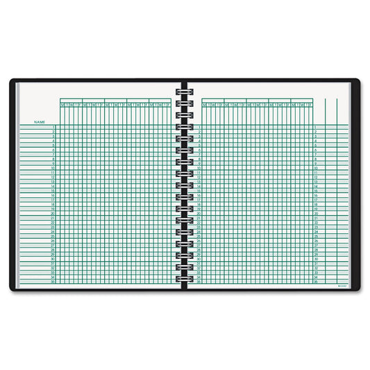 AT-A-GLANCE Undated Class Record Book, Nine to 10 Week Term: Two-Page Spread (35 Students), 10.88 x 8.25, Black Cover