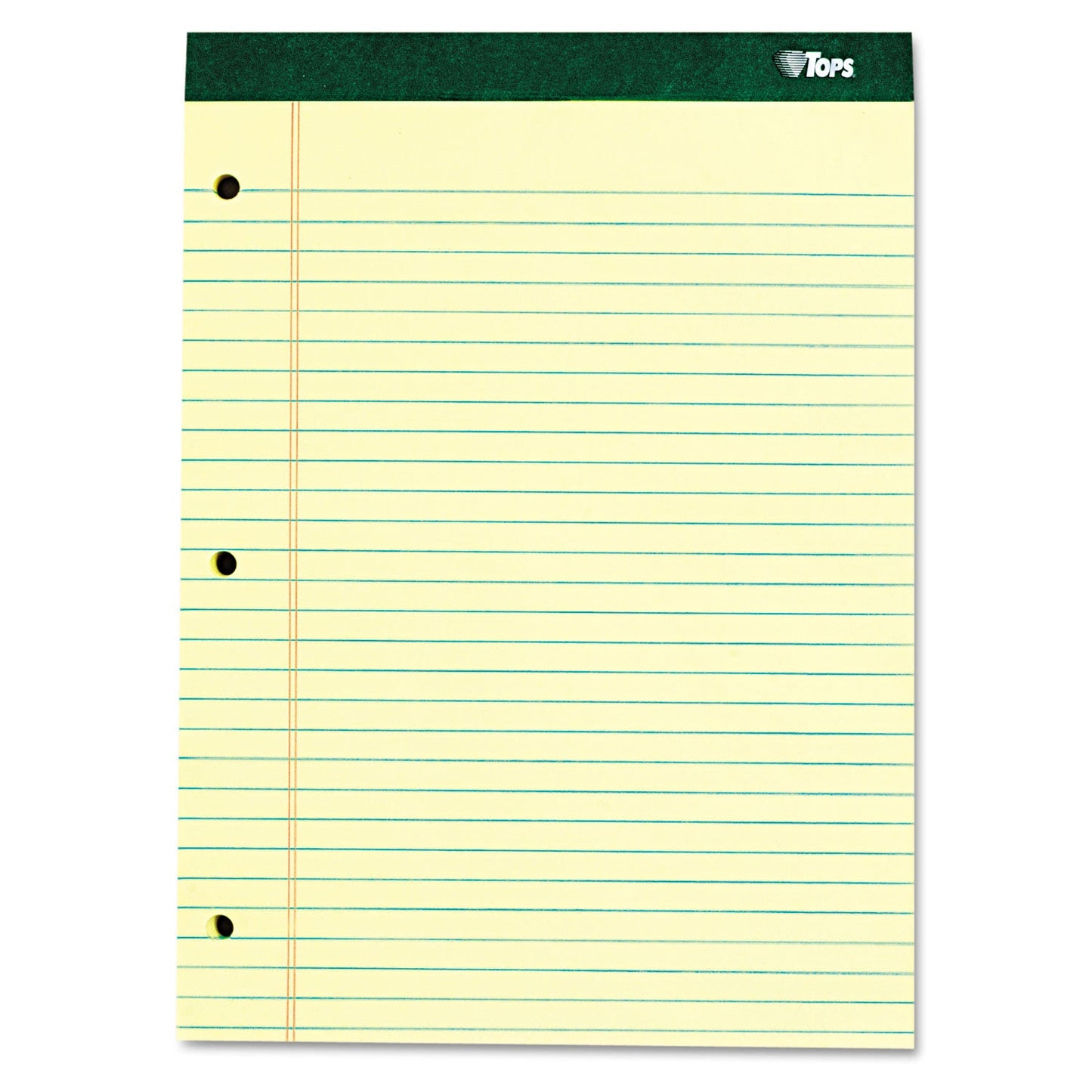 TOPS Double Docket Ruled Pads with Extra Sturdy Back, Wide/Legal Rule, 100 Canary-Yellow 8.5 x 11.75 Sheets