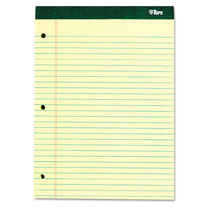 TOPS Double Docket Ruled Pads with Extra Sturdy Back, Wide/Legal Rule, 100 Canary-Yellow 8.5 x 11.75 Sheets