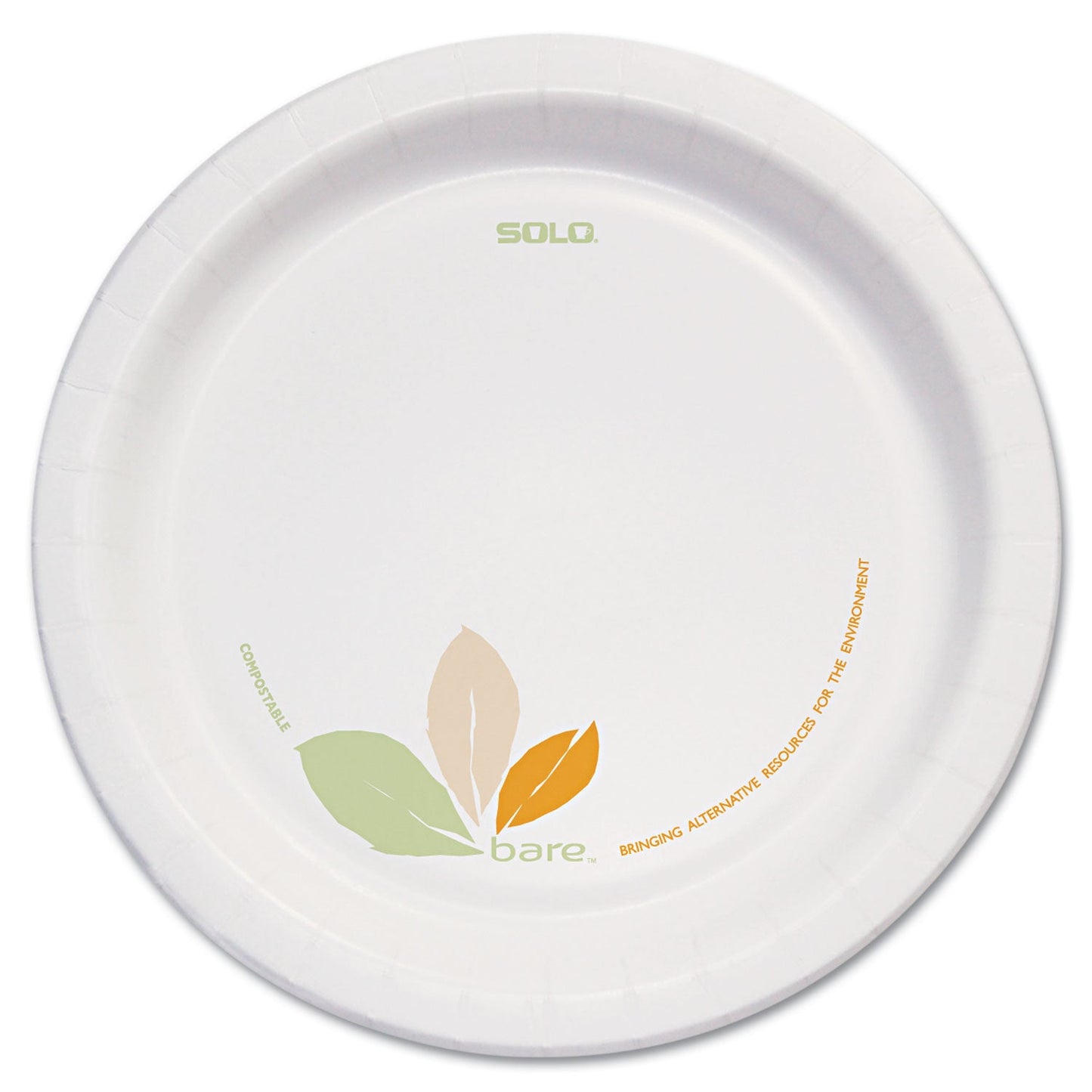 Dart Bare Paper Eco-Forward Dinnerware, Plate, 8.5" dia, Green/Tan, 125/Pack, 2 Packs/Carton