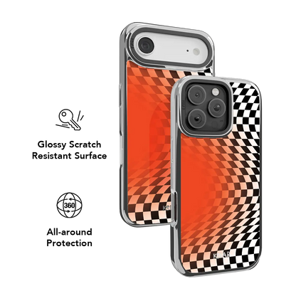 Sunflare | Orange Checkered Optical Illusion iPhone Case