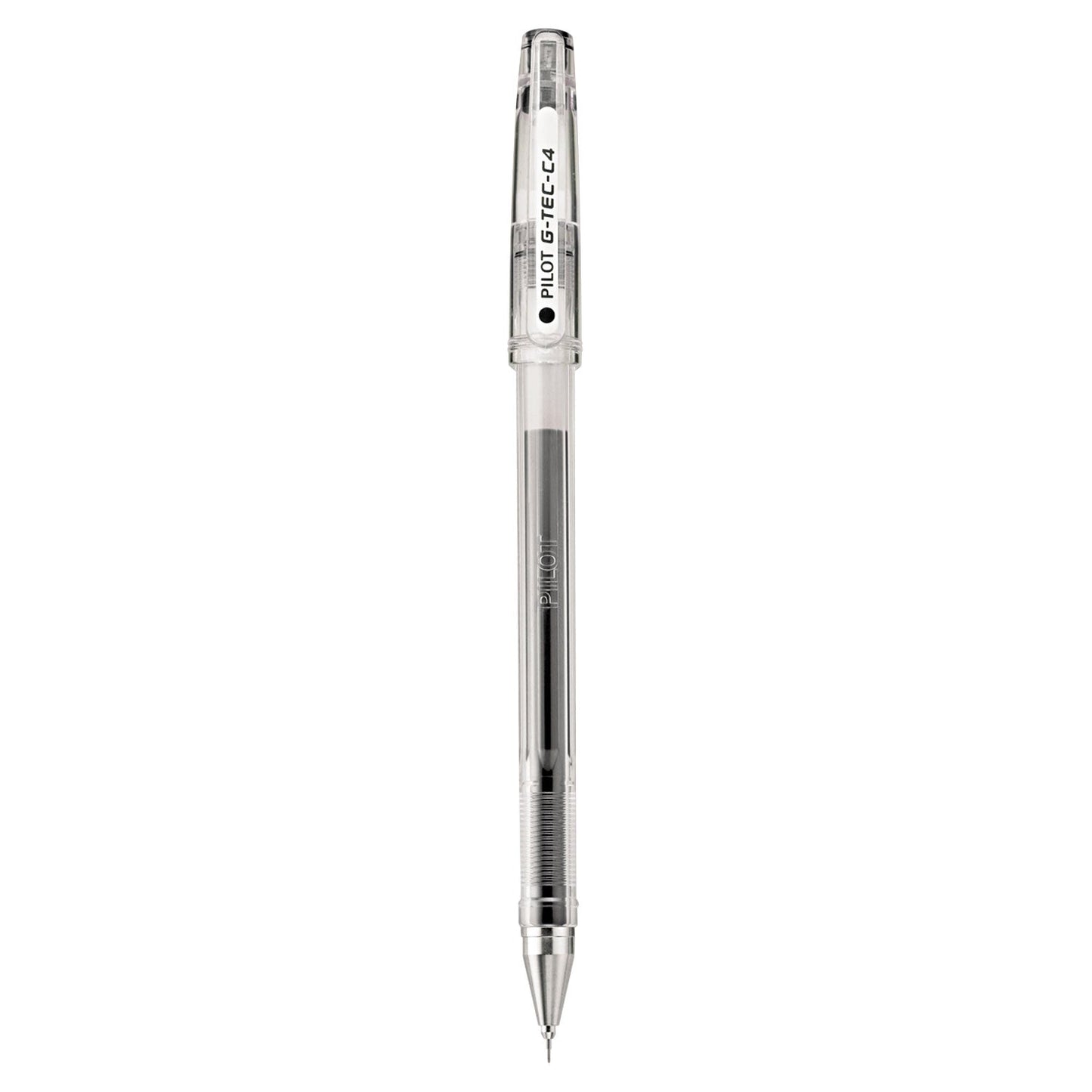 Pilot G-TEC-C Ultra Gel Pen, Stick, Extra-Fine 0.4 mm, Black Ink, Clear Barrel, Dozen