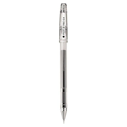 Pilot G-TEC-C Ultra Gel Pen, Stick, Extra-Fine 0.4 mm, Black Ink, Clear Barrel, Dozen