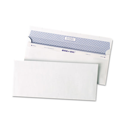 Quality Park Reveal-N-Seal Security Tinted Envelope, #10, Commercial Flap, Self-Adhesive Closure, 4.13 x 9.5, White, 500/Box