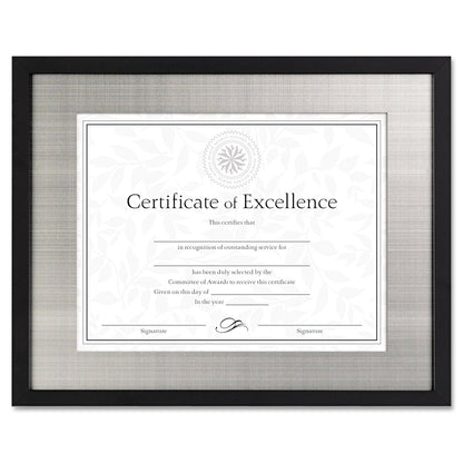 DAX Contemporary Wood Frame, Silver Metal Mat, 11 x 14, 8.5 x 11, Black