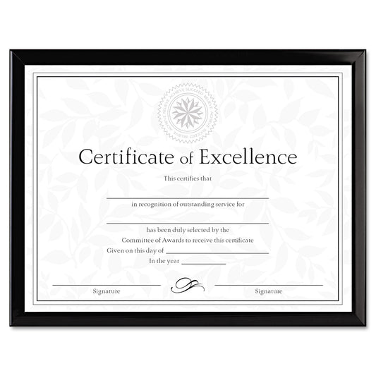 DAX Value U-Channel Document Frame with Certificate, 8.5 x 11, Black