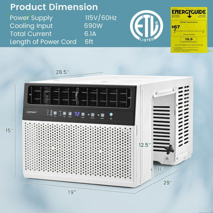 Window Air Conditione with Handy Remote and LED Control Panel