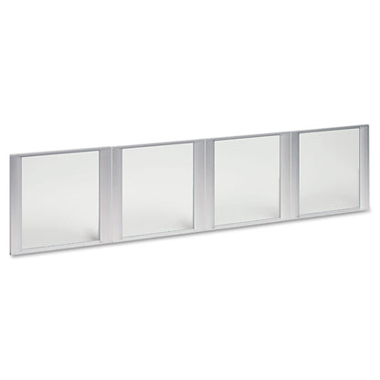 Alera Glass Door Set With Silver Frame For 72" Wide Hutch, 17w x 16h, Clear, 4 Doors/Set