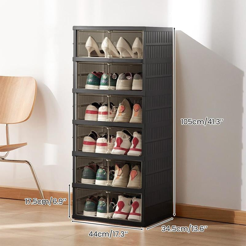 NLDD Extra-Wide & Tall 9-Tier Shoe Cabinet Holds 18 Pairs Clear Doors Wheels for Effortless Storage Stackable Reinforced Frame Ventilation Holes