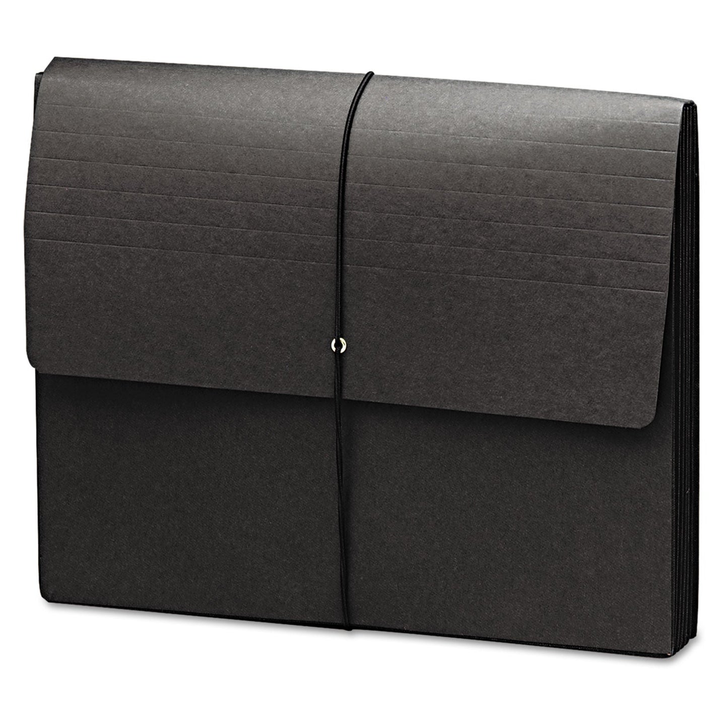 Smead Extra-Wide Expanding Wallets with Elastic Cord, 5.25" Expansion, 1 Section, Elastic Cord Closure, Letter Size, Black, 10/Box